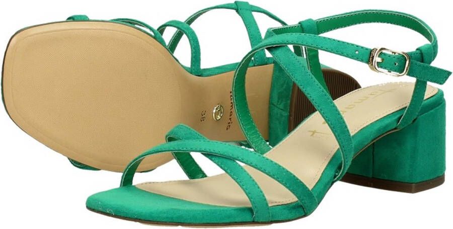 Tamaris Sandalen met hak groen Textiel Dames