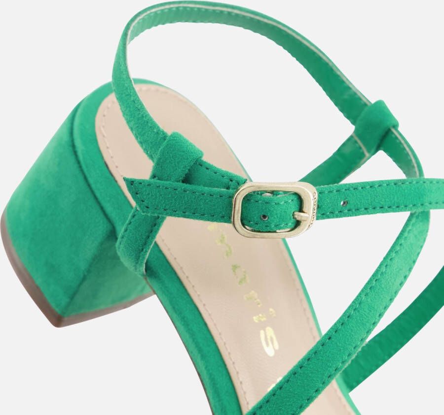 Tamaris Sandalen met hak groen Textiel Dames