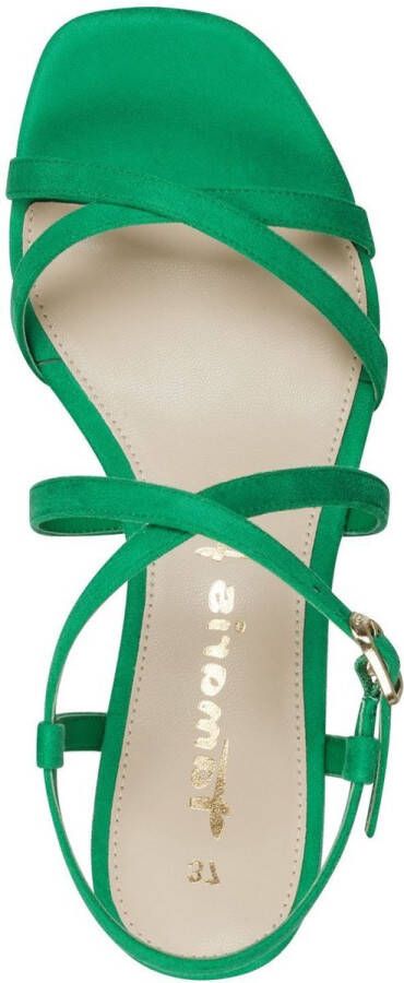 Tamaris Sandalen met hak groen Textiel Dames