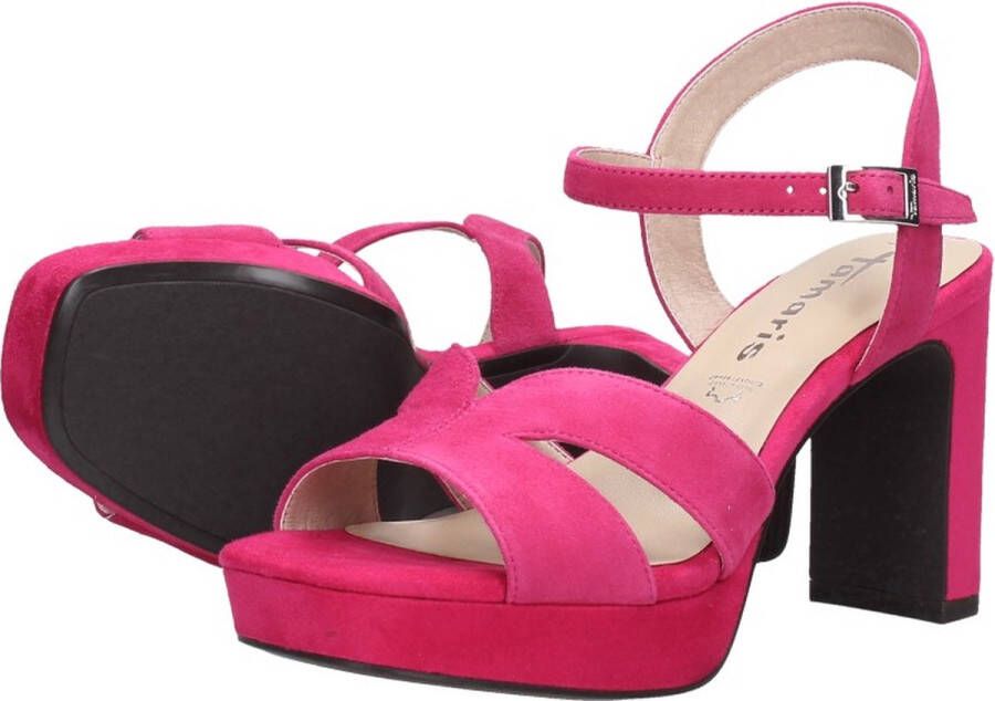 Tamaris Sandalen met hak roze Leer Dames