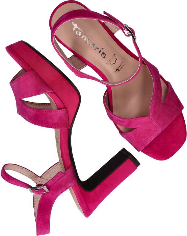 Tamaris Sandalen met hak roze Leer Dames