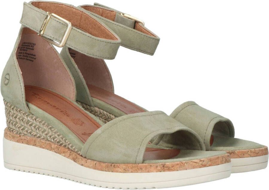 Tamaris Sandalen met sleehak groen Leer Dames