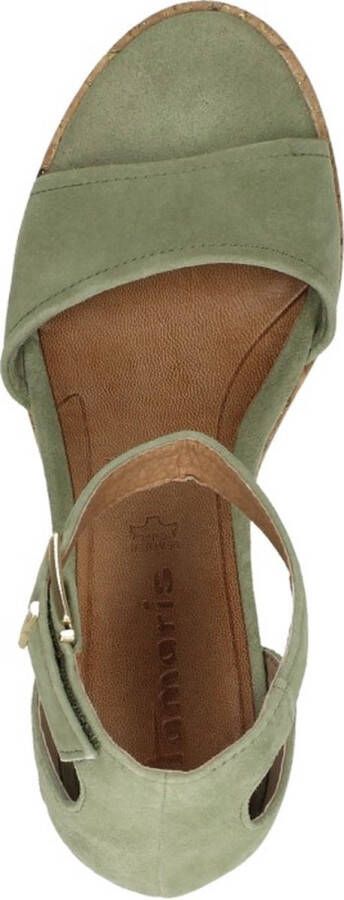 Tamaris Sandalen met sleehak groen Leer Dames