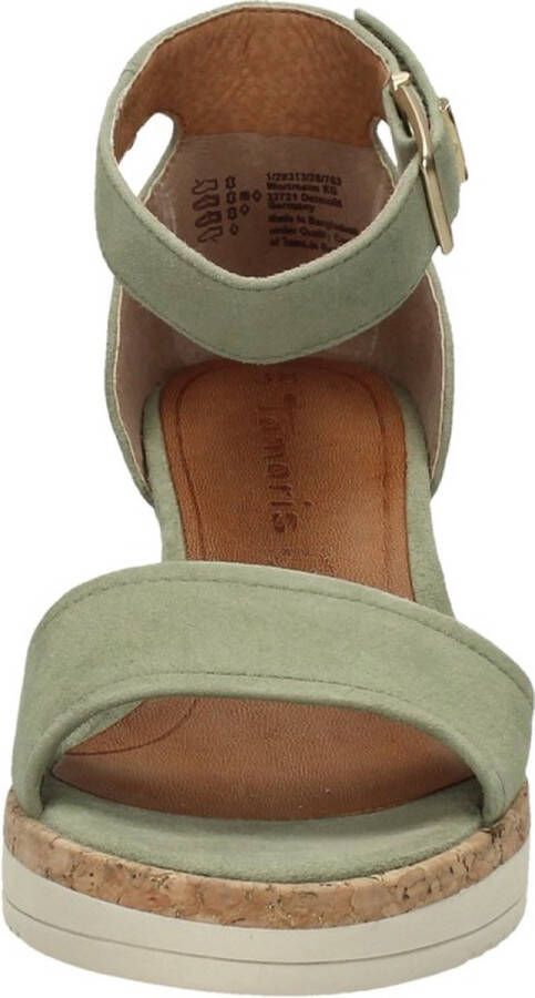 Tamaris Sandalen met sleehak groen Leer Dames