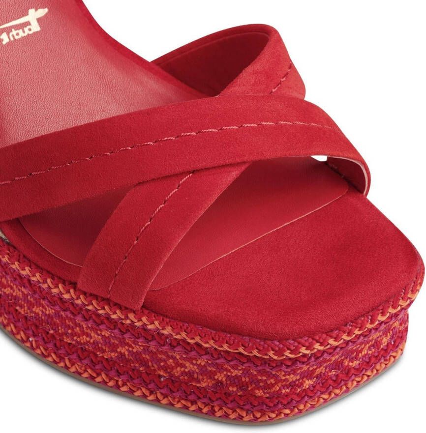 Tamaris Sandalen met Sleehak rood Leer Dames