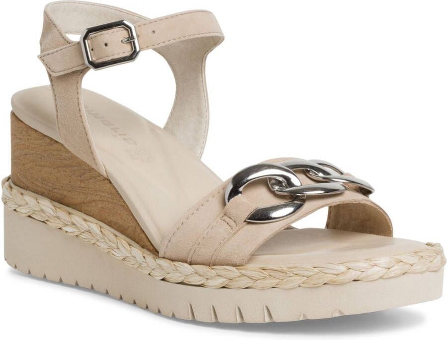 Tamaris Sandalen met Sleehak wit Leer Dames