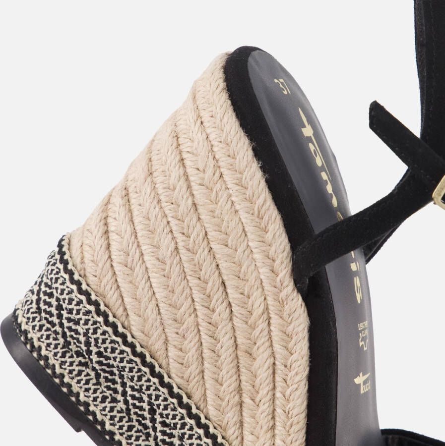 Tamaris Sandalen met sleehak zwart Leer Dames