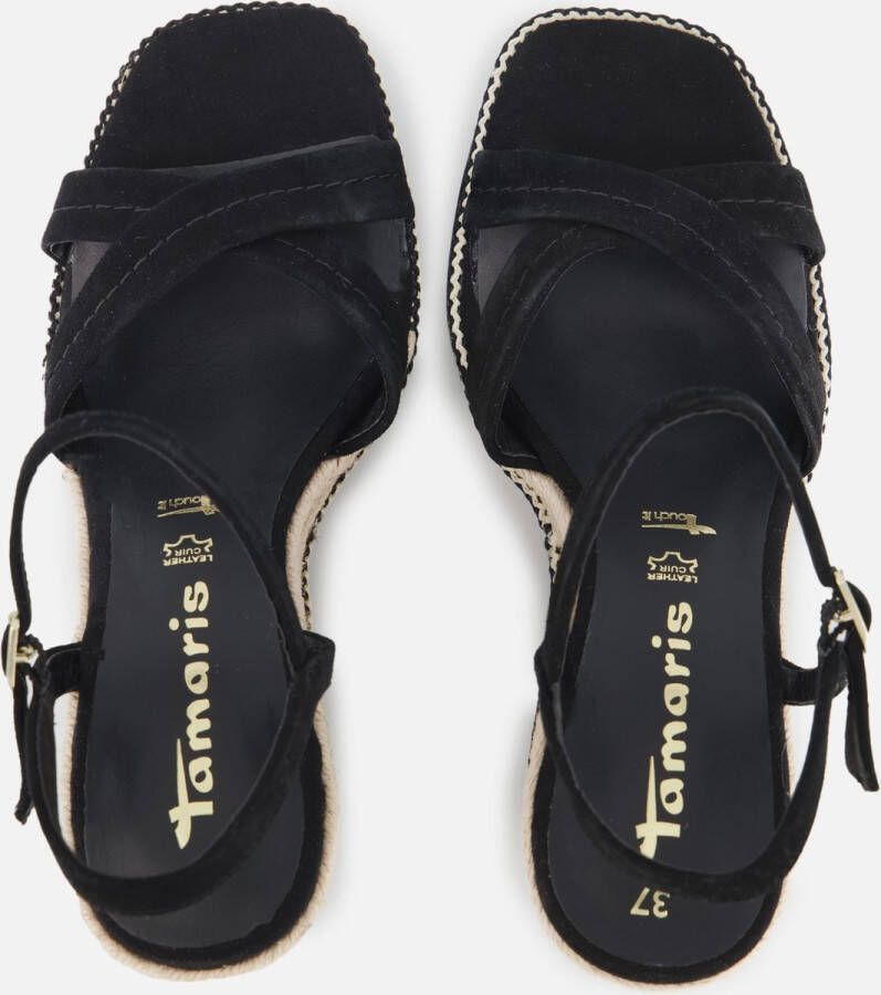 Tamaris Sandalen met sleehak zwart Leer Dames