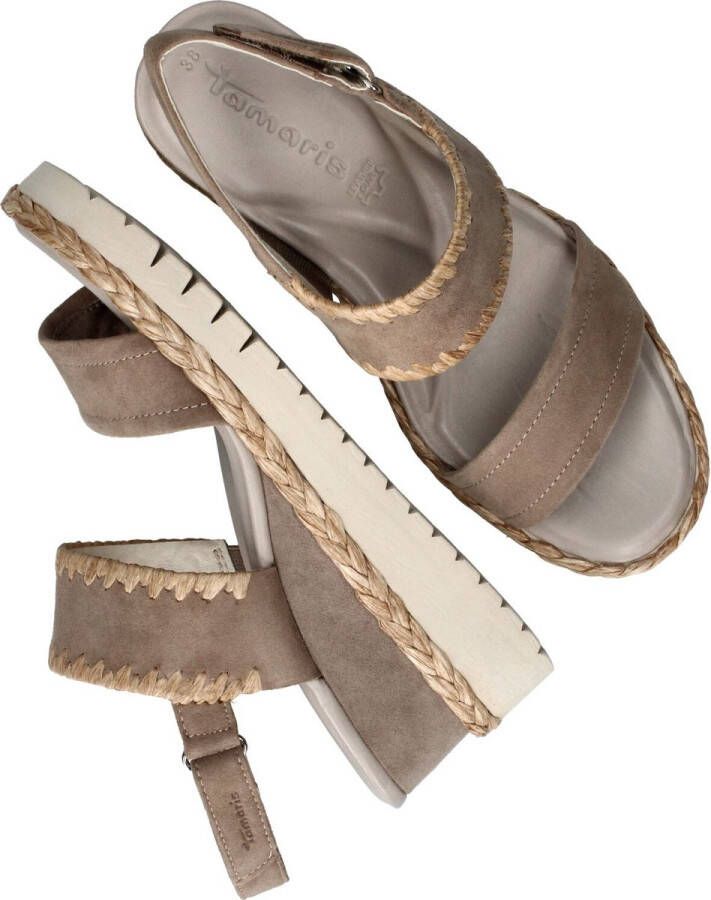 Tamaris Sandalen sleehak taupe Leer Dames