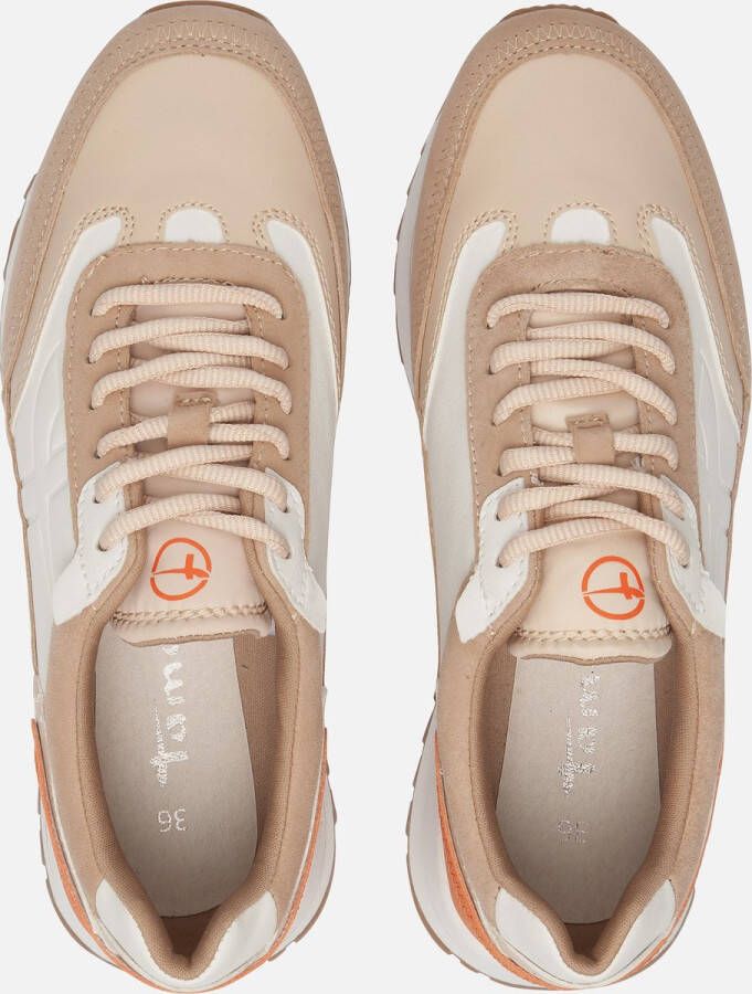 Tamaris Trendy Bruine Sneakers met Witte en Oranje Accenten Beige Dames - Foto 13