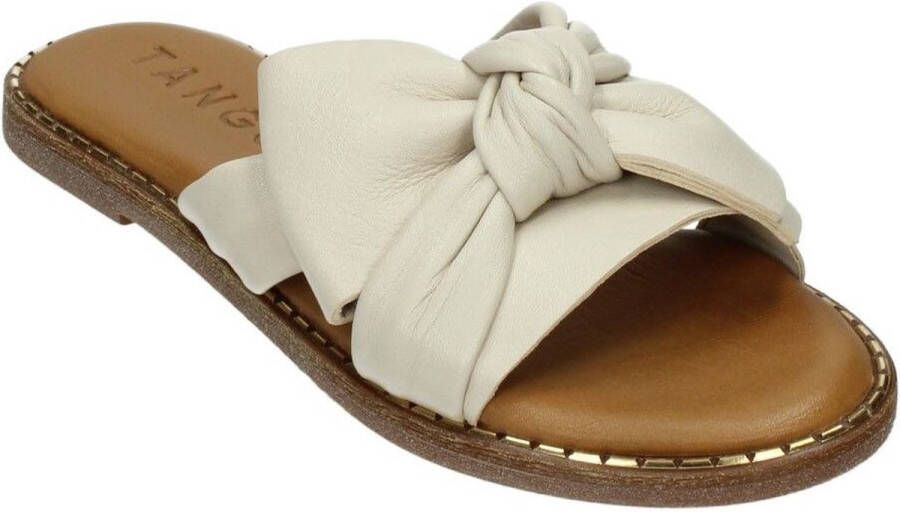 Tango Audrey 1-b bone white bow slipper cognac sole