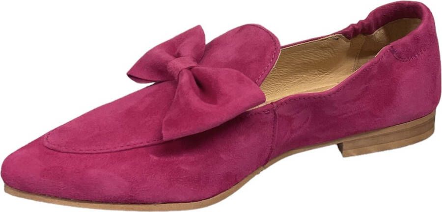 Tango Shoes Tango Nicolette 9C Pink Kid Suede Loafer Instappers roze strik schoenen Loafers Dames schoenen