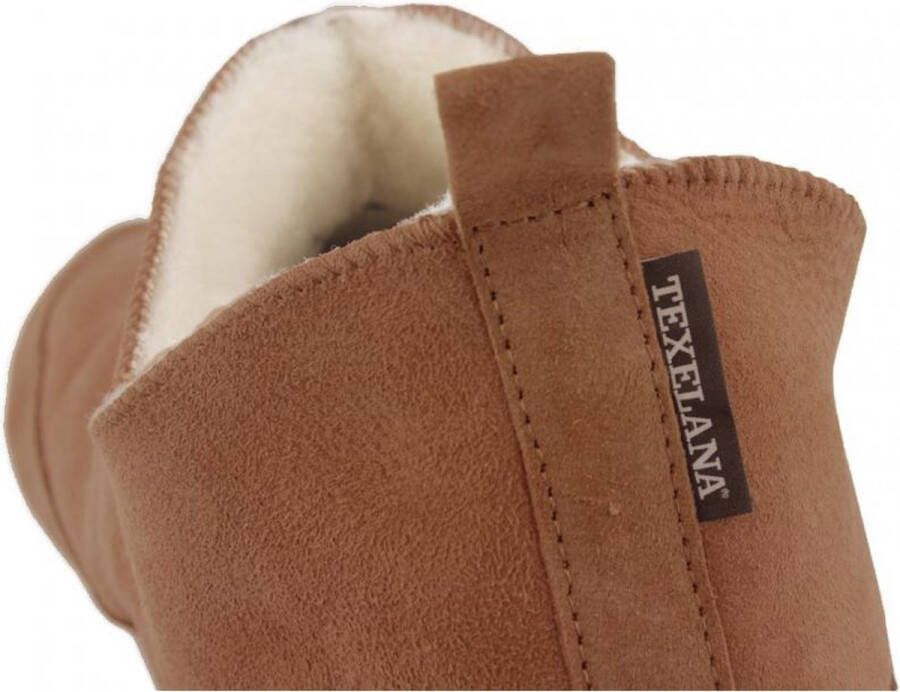 Texelana sloffen en pantoffels voor dames & heren pantoffel van schapenvacht model Katja cognac