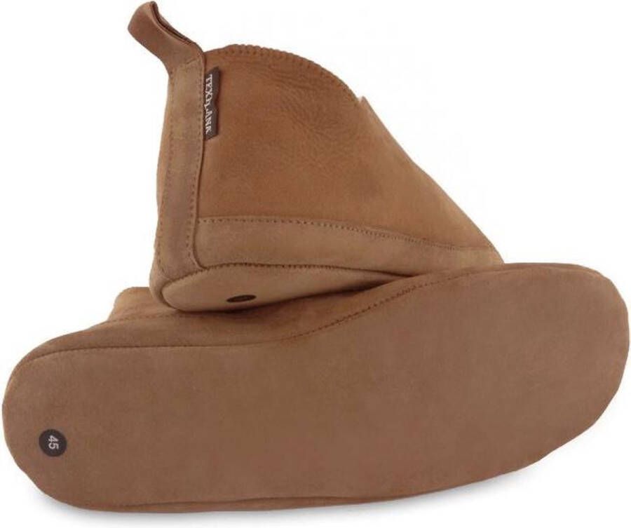 Texelana sloffen en pantoffels voor dames & heren pantoffel van schapenvacht model Katja cognac