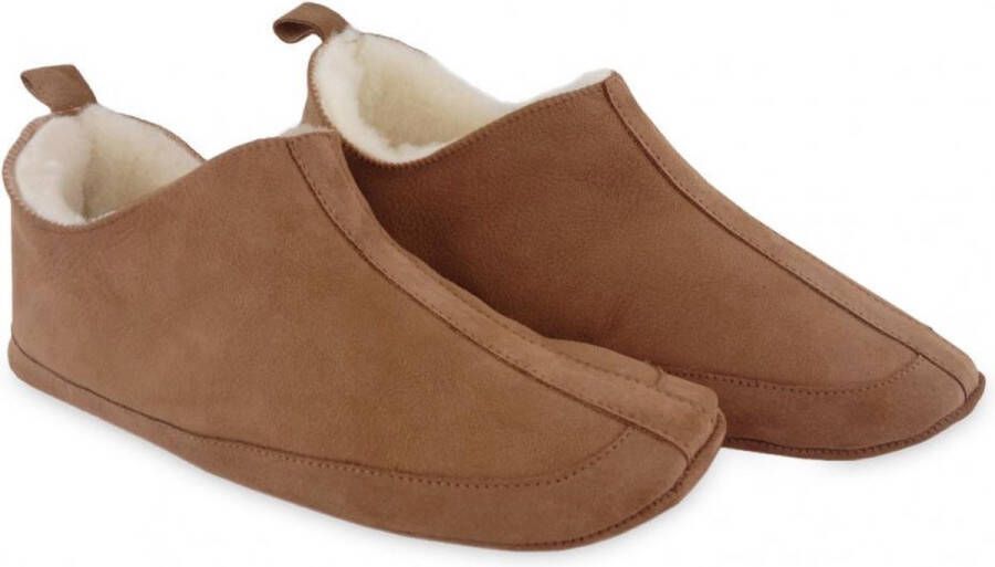 Texelana sloffen en pantoffels voor dames & heren pantoffel van schapenvacht model Katja cognac