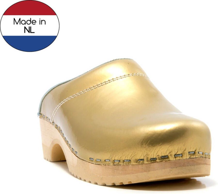 Tjoelup Dames Klompen Goud Leder klompen