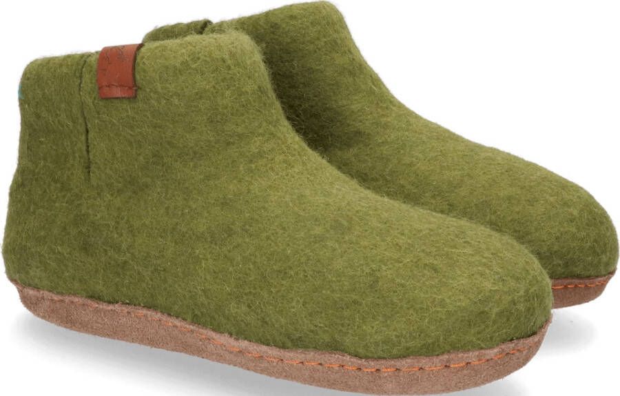 Tofvel Mula Wolvilt Sloffen Olive Green Groen Wolvilt TF100058