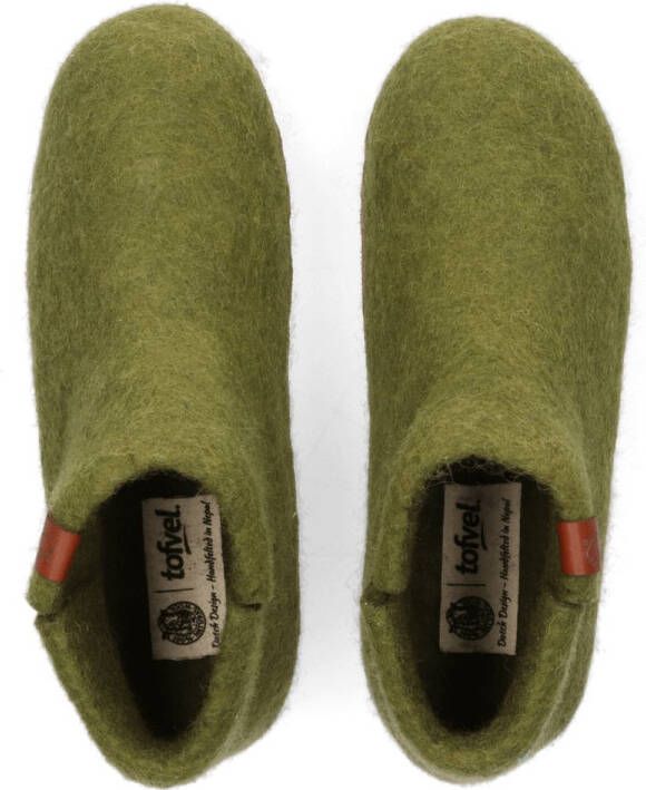 Tofvel Mula Wolvilt Sloffen Olive Green Groen Wolvilt TF100058