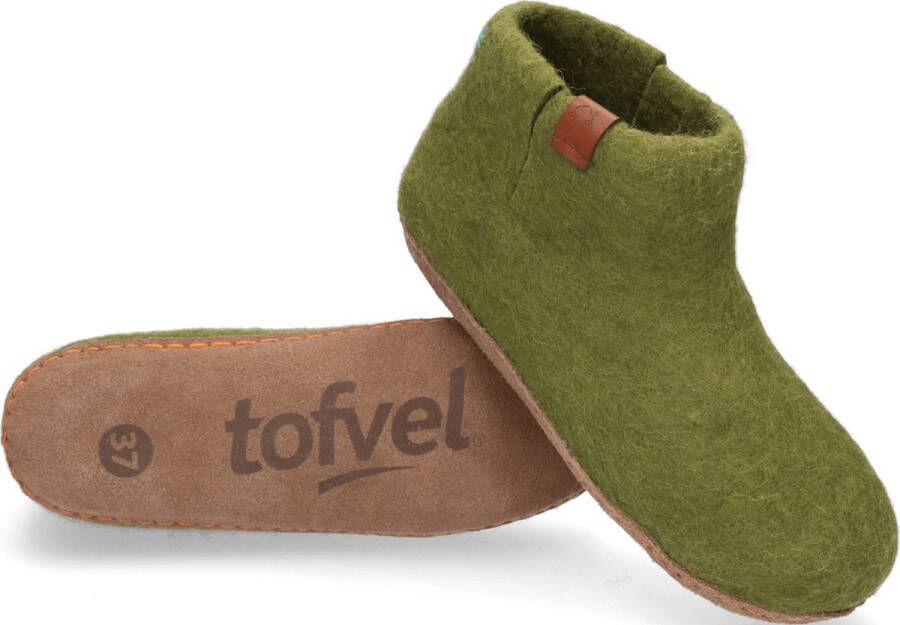 Tofvel Mula Wolvilt Sloffen Olive Green Groen Wolvilt TF100058