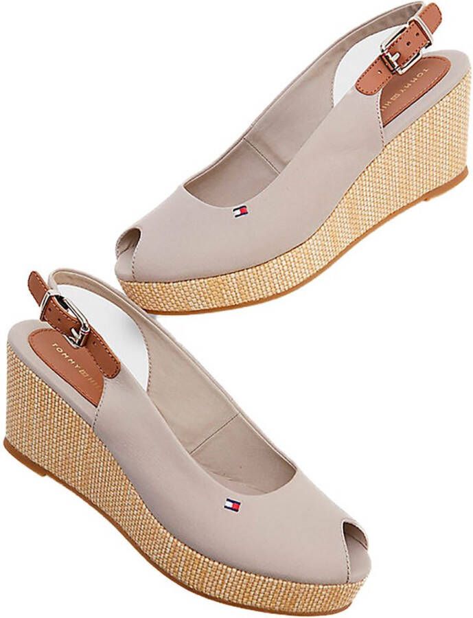 Tommy Hilfiger Iconic Elba Sling Back Sandalen Met Sleehak Grijs Vrouw