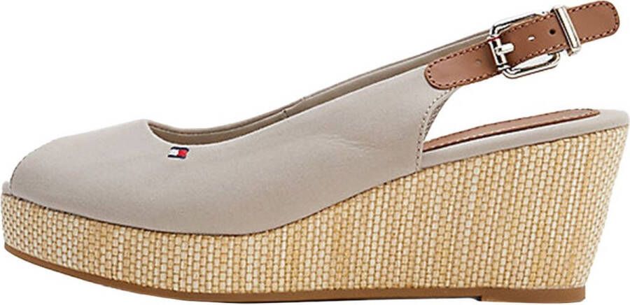 Tommy Hilfiger Iconic Elba Sling Back Sandalen Met Sleehak Grijs Vrouw