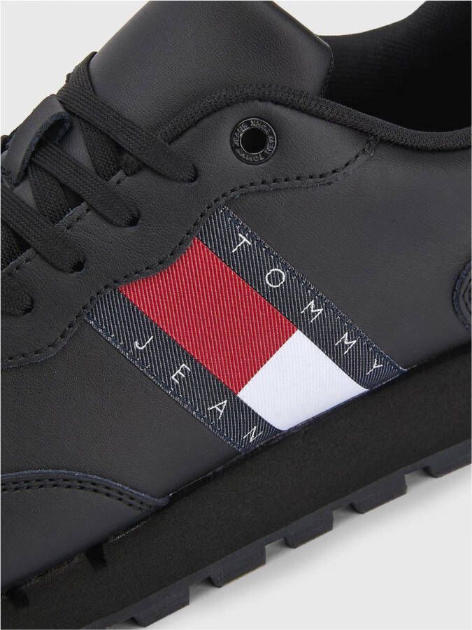 Tommy Hilfiger Leather Runner TJM Essentials Heren Sneakers Zwart