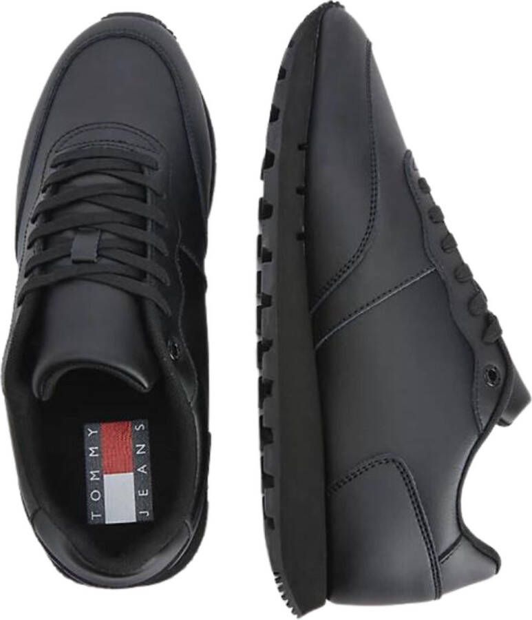 Tommy Hilfiger Leather Runner TJM Essentials Heren Sneakers Zwart