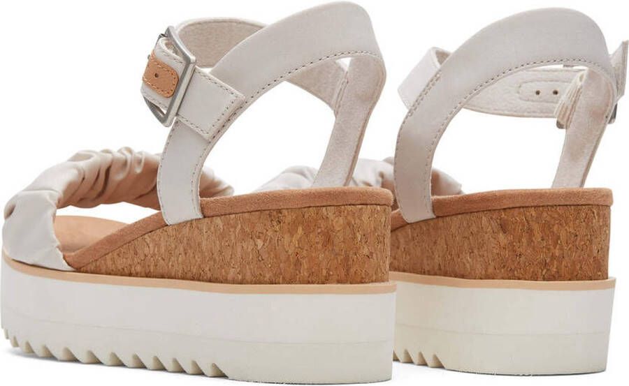 TOMS Diana Ruched Woven Beige Wedge Sandaal