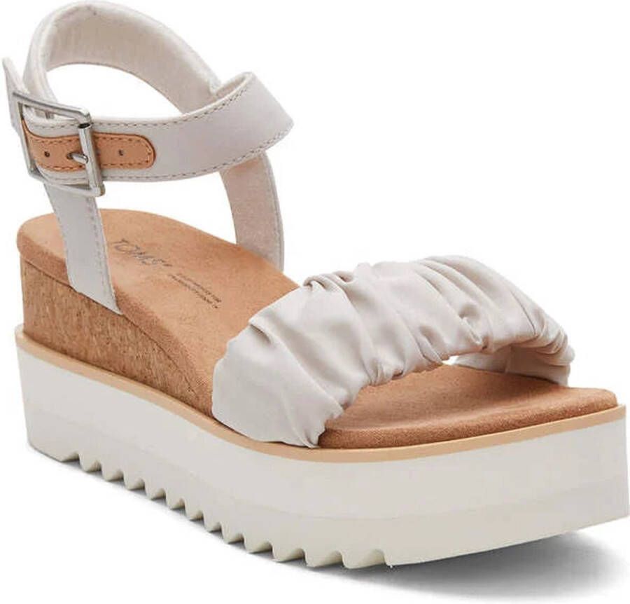 TOMS Diana Ruched Woven Beige Wedge Sandaal