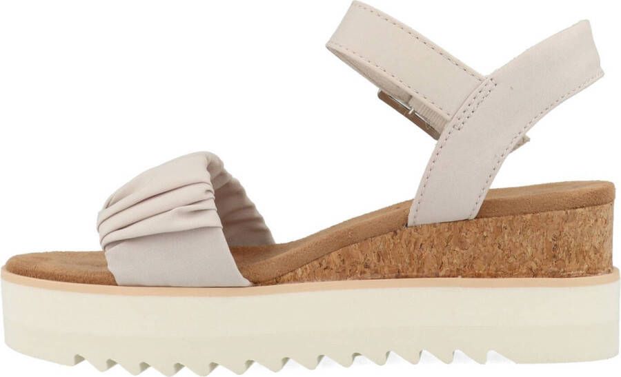 TOMS Diana Ruched Woven Beige Wedge Sandaal