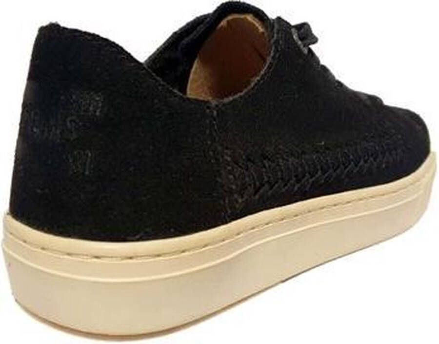 TOMS Lenox Dames Veterschoen 10010007 Black Deconstructed Suede Woven Panel