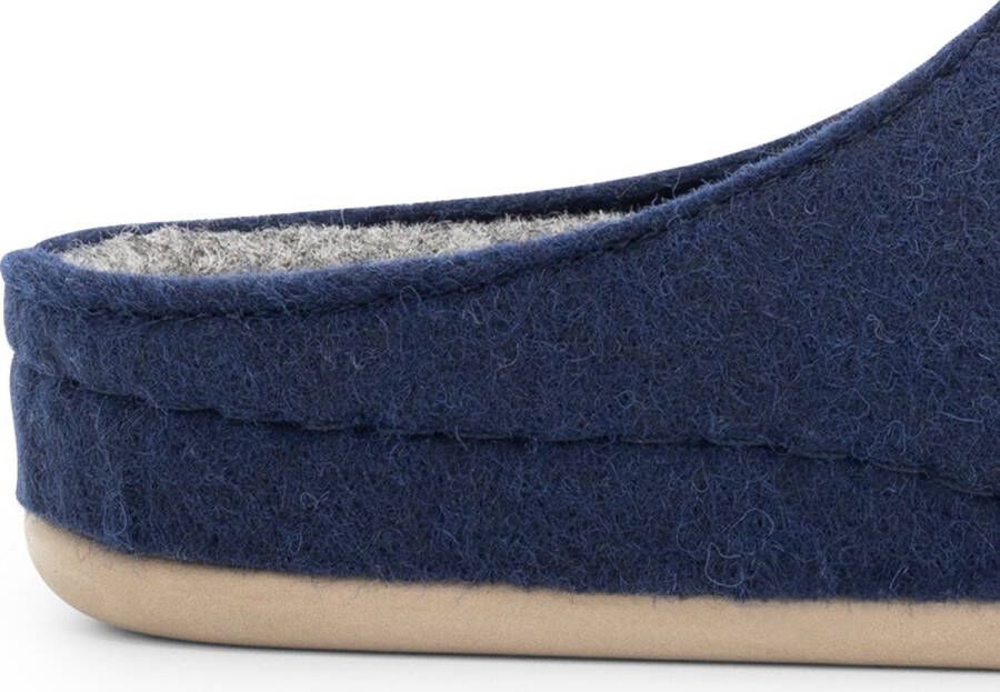 Travelin ' At-Home Dames Sloffen Wollen Pantoffels Instappers met rubberen zool Navy Blauw