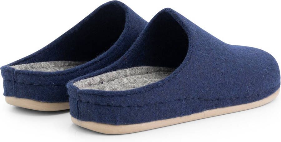 Travelin ' At-Home Dames Sloffen Wollen Pantoffels Instappers met rubberen zool Navy Blauw