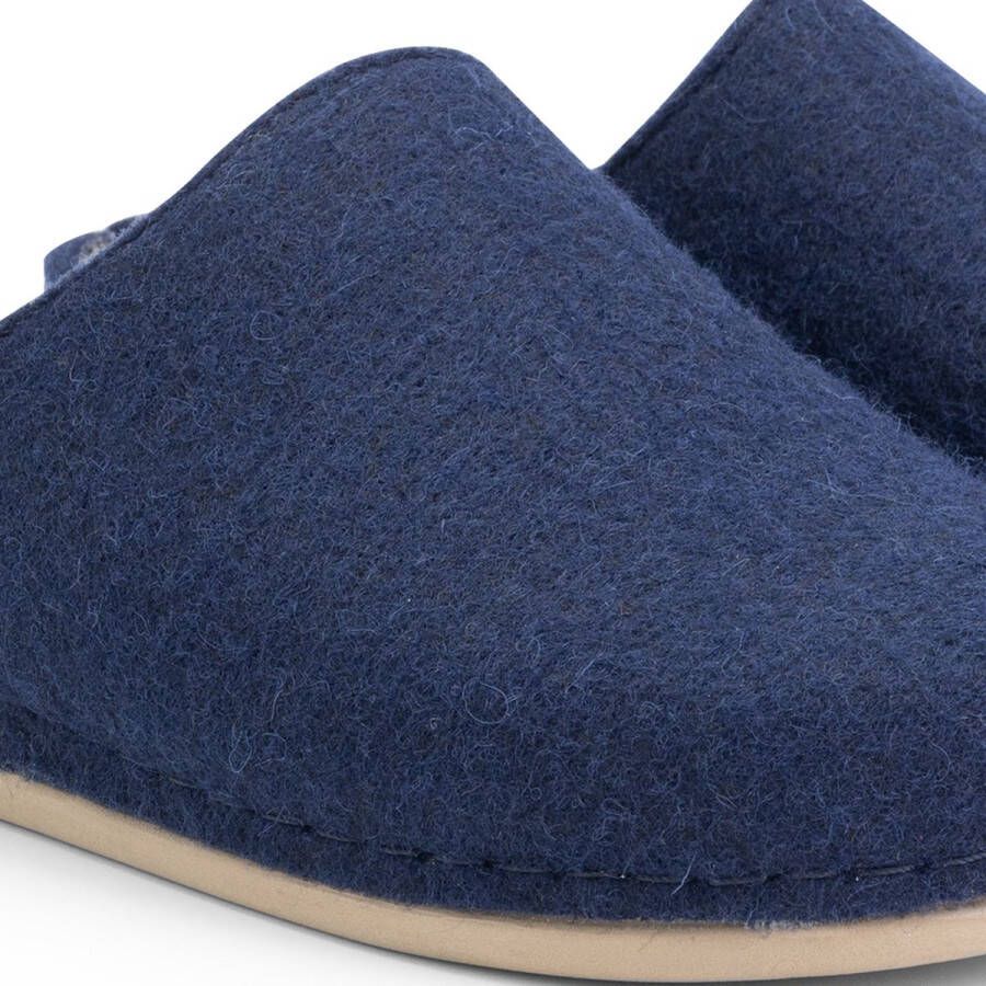 Travelin ' At-Home Dames Sloffen Wollen Pantoffels Instappers met rubberen zool Navy Blauw