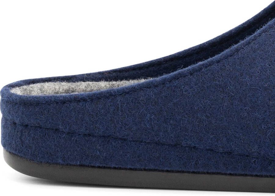 Travelin ' Be-Home Heren Sloffen Wollen Pantoffels Instappers met rubberen zool Navy Blauw