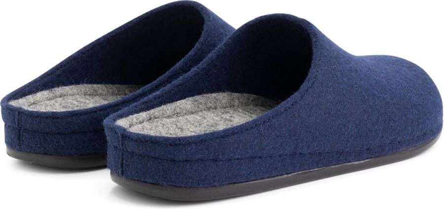 Travelin ' Be-Home Heren Sloffen Wollen Pantoffels Instappers met rubberen zool Navy Blauw