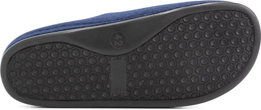 Travelin ' Be-Home Heren Sloffen Wollen Pantoffels Instappers met rubberen zool Navy Blauw