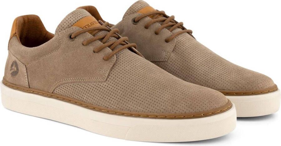 Travelin ' Chetton Suede leren herensneakers Veterschoenen Zand Beige leer