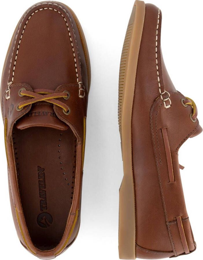 Travelin ' Exmouth Dames Leren Moccasins met veter Boot schoen Bruin Leer