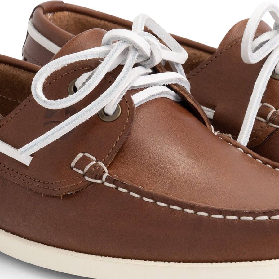 Travelin ' Exmouth Dames Leren Moccasins met veter Bootschoenen Instappers Cognac Bruin Leer