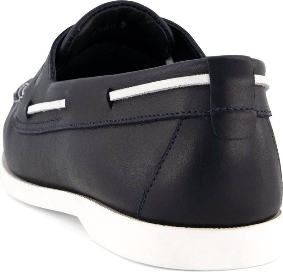 Travelin ' Exmouth Heren Leren Moccasins met veter Boot schoen Blauw Leer