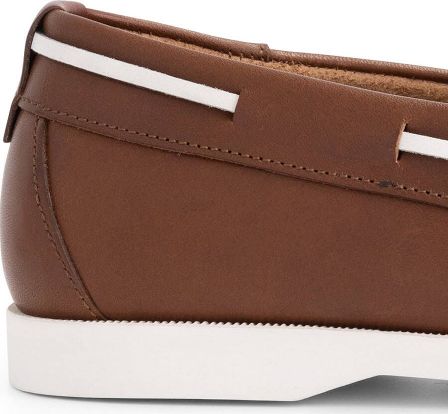 Travelin ' Exmouth Heren Leren Moccasins met veter Bootschoenen Instappers Cognac Bruin Leer - Foto 6