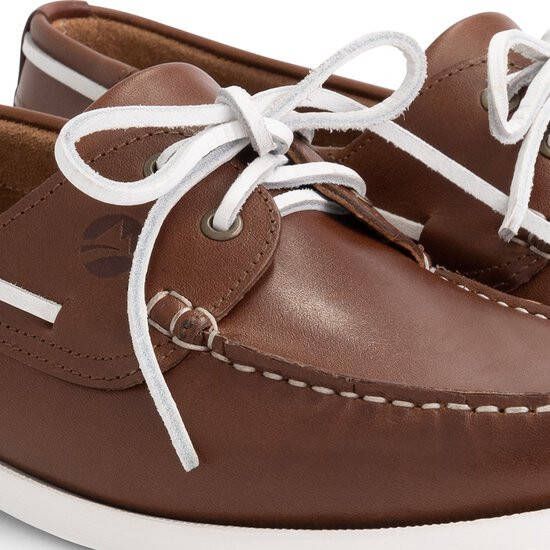 Travelin ' Exmouth Heren Leren Moccasins met veter Bootschoenen Instappers Cognac Bruin Leer - Foto 7