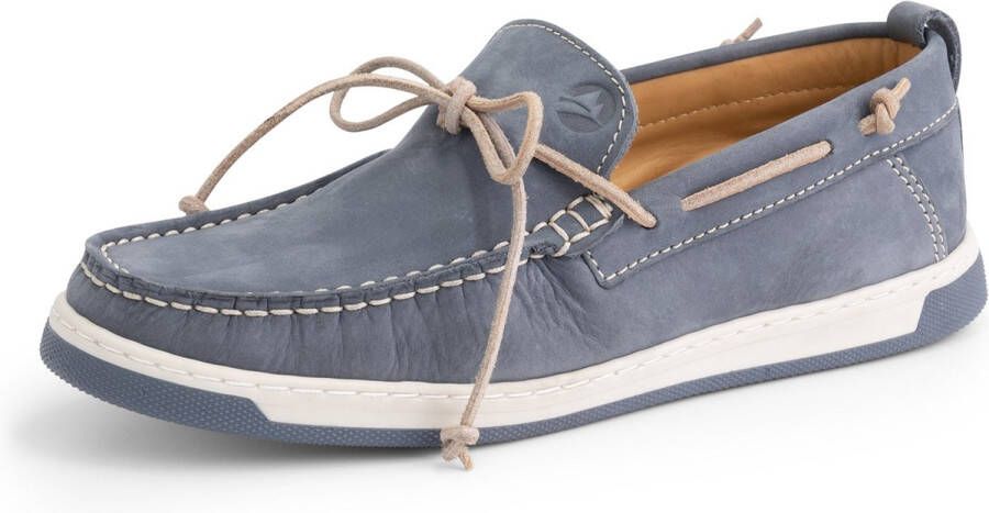 Travelin ' Falmouth Dames Leren Moccasins met veter Bootschoenen Instappers Blauw Leer