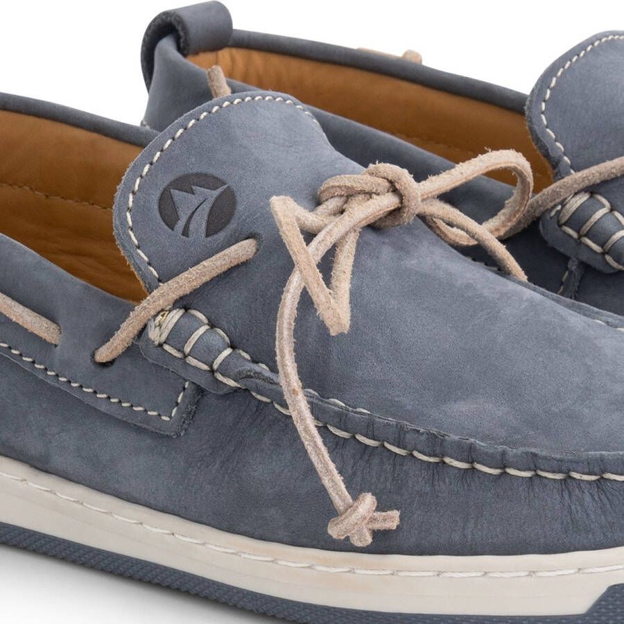 Travelin ' Falmouth Dames Leren Moccasins met veter Bootschoenen Instappers Blauw Leer