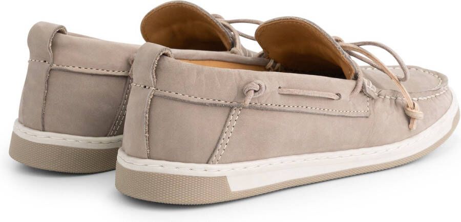 Travelin ' Falmouth Dames Leren Moccasins met veter Bootschoenen Instappers Grijs Leer