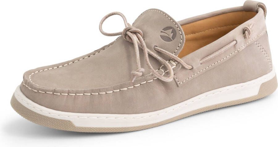 Travelin ' Falmouth Dames Leren Moccasins met veter Bootschoenen Instappers Grijs Leer