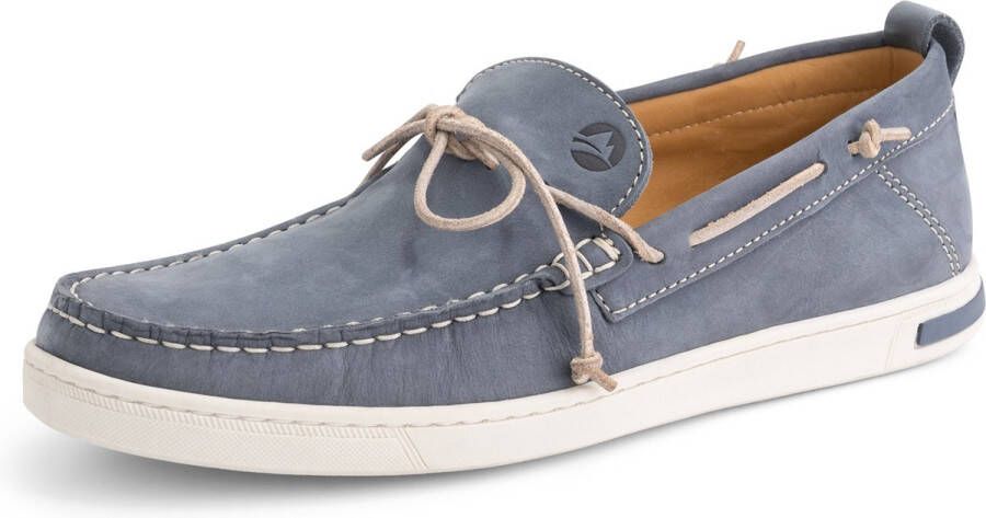 Travelin ' Falmouth Heren Leren Moccasins met veter Bootschoenen Instappers Blauw Leer - Foto 4