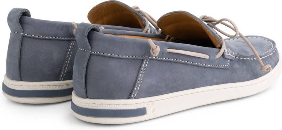 Travelin ' Falmouth Heren Leren Moccasins met veter Bootschoenen Instappers Blauw Leer - Foto 8