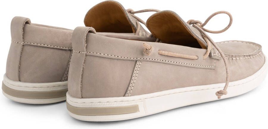 Travelin ' Falmouth Heren Leren Moccasins met veter Bootschoenen Instappers Grijs Leer